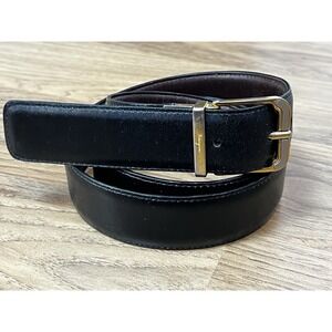 Salvatore Ferragamo Mens Leather Reversible Square Buckle Belt 1" Wide 42" Long